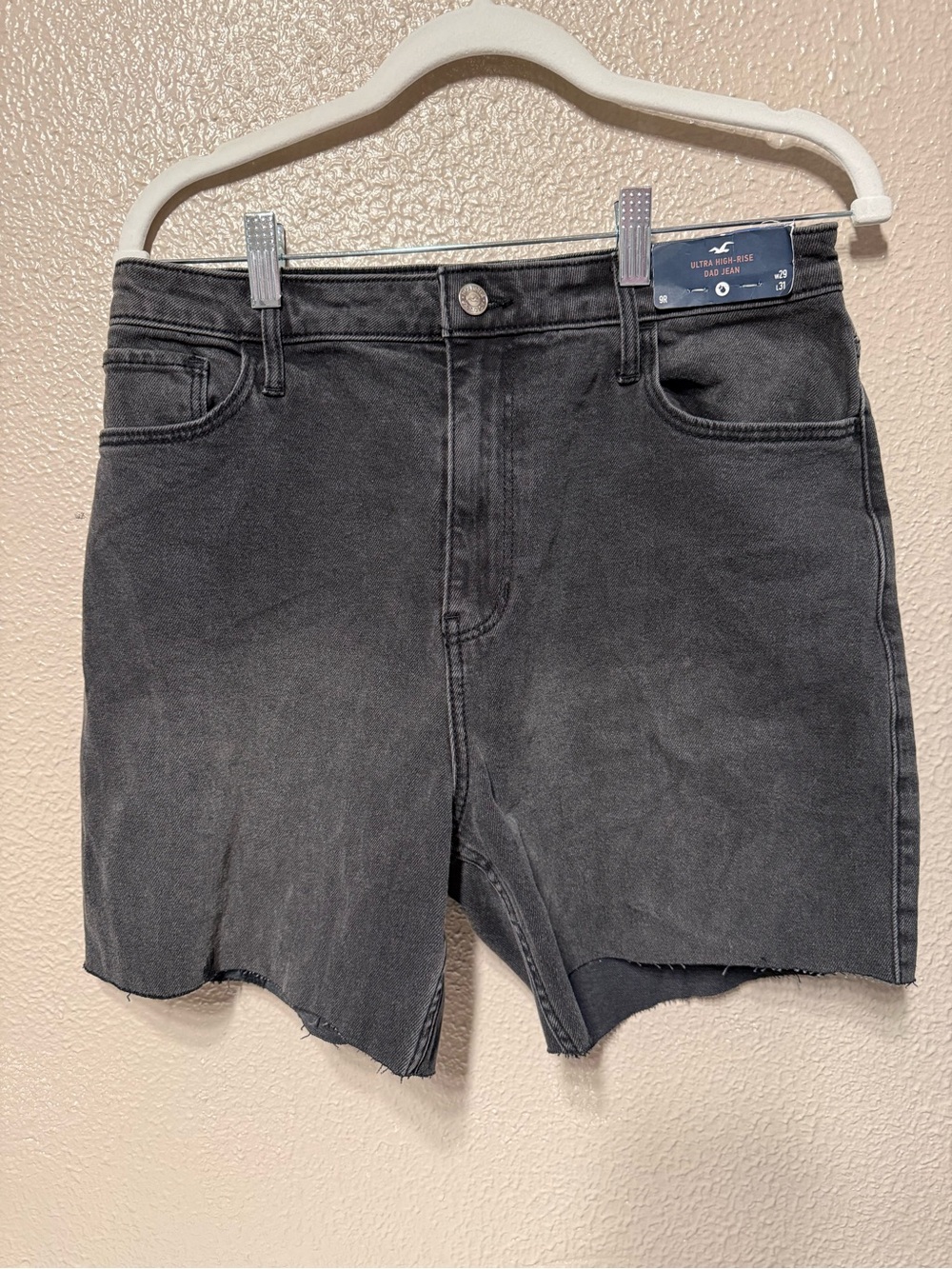 Hollister Washed Black High-Rise Denim Shorts